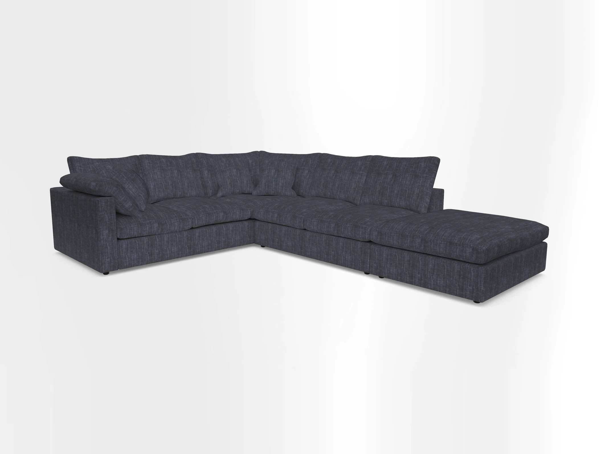 Big Softie Straight Arm Large Corner Group LHF in Romo Linara Coconut with Scatters in William Yoeward Nizhoni Indigo & Malla Indigo
