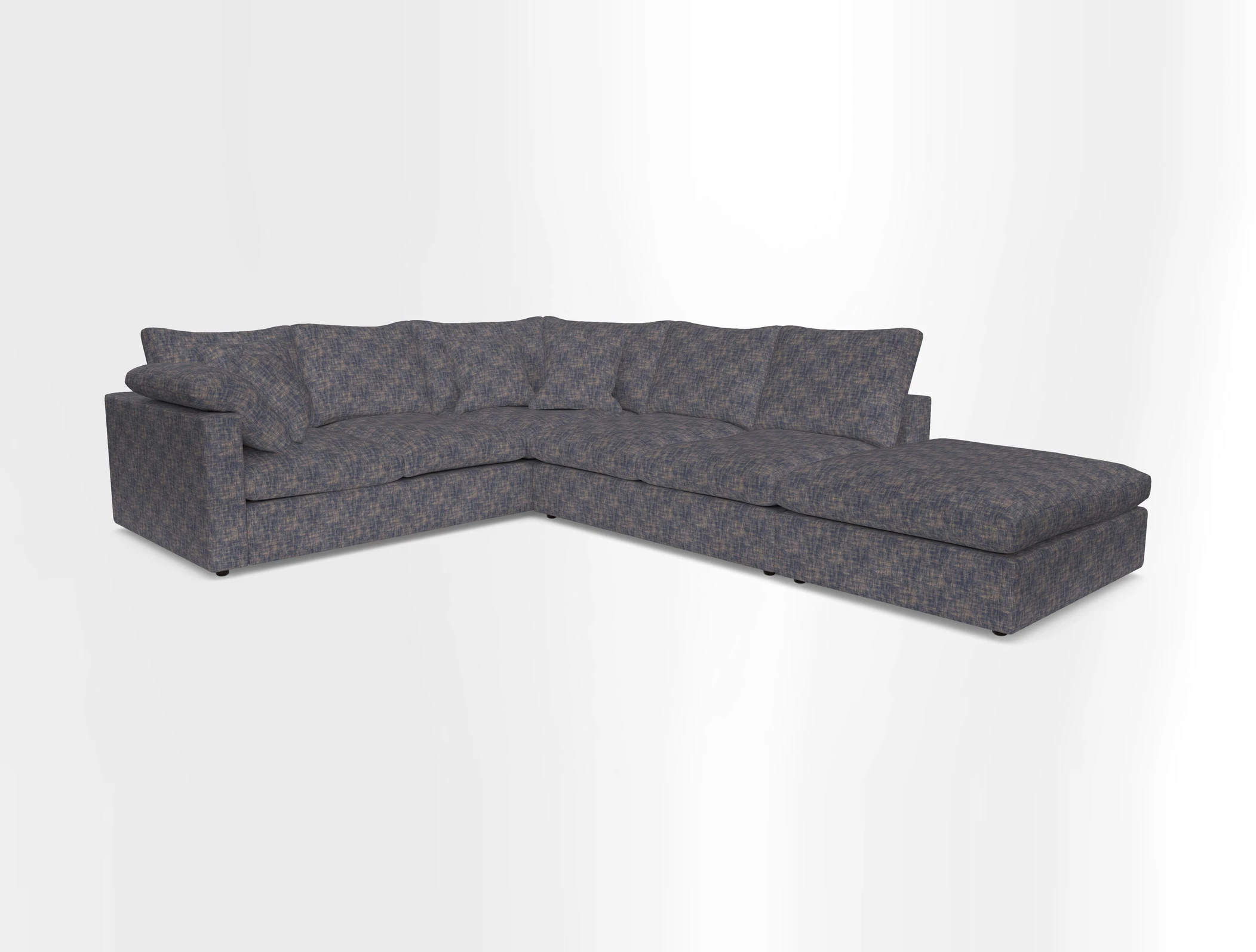 Big Softie Straight Arm Large Corner Group LHF in Romo Linara Coconut with Scatters in William Yoeward Nizhoni Indigo & Malla Indigo