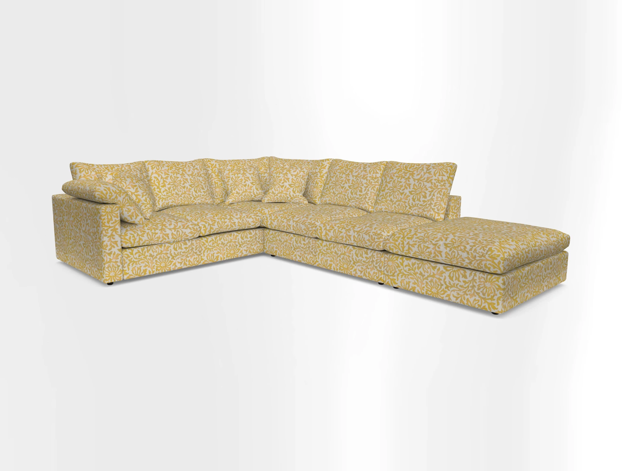 Big Softie Straight Arm Large Corner Group LHF in Romo Linara Coconut with Scatters in William Yoeward Nizhoni Indigo & Malla Indigo