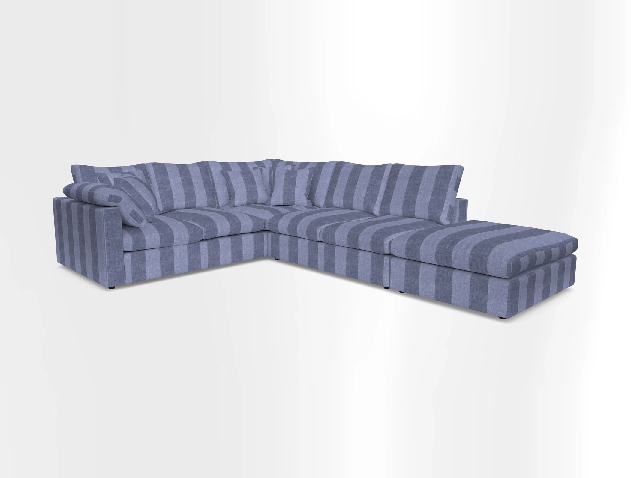 Big Softie Straight Arm Large Corner Group LHF in Romo Linara Coconut with Scatters in William Yoeward Nizhoni Indigo & Malla Indigo