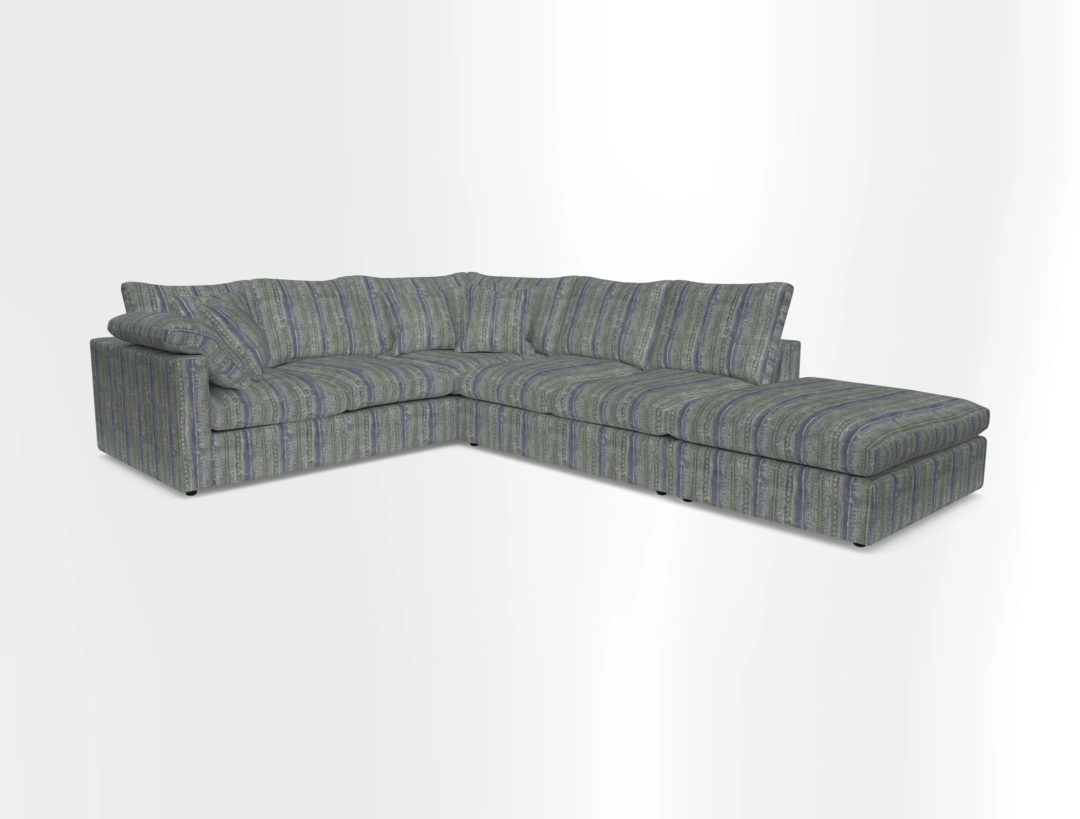 Big Softie Straight Arm Large Corner Group LHF in Romo Linara Coconut with Scatters in William Yoeward Nizhoni Indigo & Malla Indigo