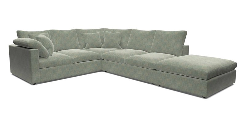 Big Softie Straight Arm Large Corner Group LHF in Romo Linara Coconut with Scatters in William Yoeward Nizhoni Indigo & Malla Indigo