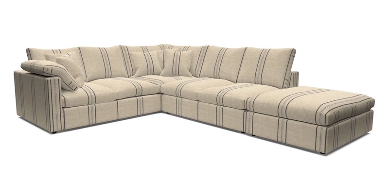 Big Softie Straight Arm Large Corner Group LHF in Romo Linara Coconut with Scatters in William Yoeward Nizhoni Indigo & Malla Indigo