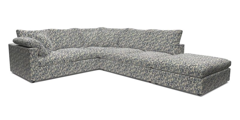 Big Softie Straight Arm Large Corner Group LHF in Romo Linara Coconut with Scatters in William Yoeward Nizhoni Indigo & Malla Indigo