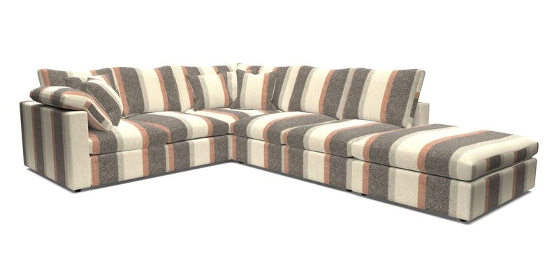 Big Softie Straight Arm Large Corner Group LHF in Romo Linara Coconut with Scatters in William Yoeward Nizhoni Indigo & Malla Indigo