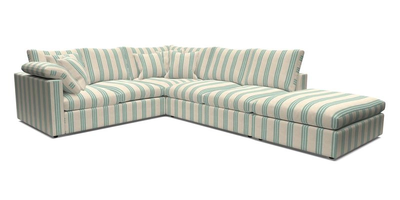 Big Softie Straight Arm Large Corner Group LHF in Romo Linara Coconut with Scatters in William Yoeward Nizhoni Indigo & Malla Indigo