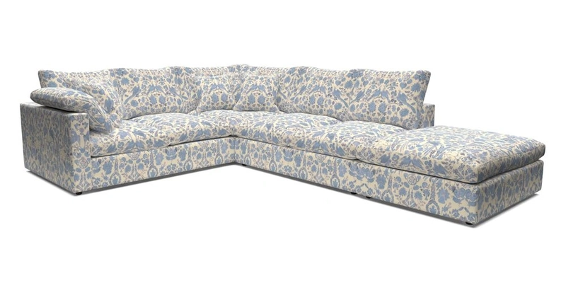 Big Softie Straight Arm Large Corner Group LHF in Romo Linara Coconut with Scatters in William Yoeward Nizhoni Indigo & Malla Indigo