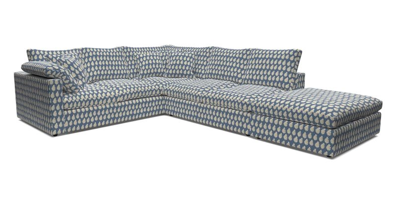 Big Softie Straight Arm Large Corner Group LHF in Romo Linara Coconut with Scatters in William Yoeward Nizhoni Indigo & Malla Indigo