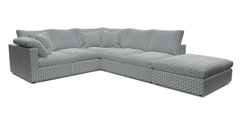 Big Softie Straight Arm Large Corner Group LHF in Romo Linara Coconut with Scatters in William Yoeward Nizhoni Indigo & Malla Indigo