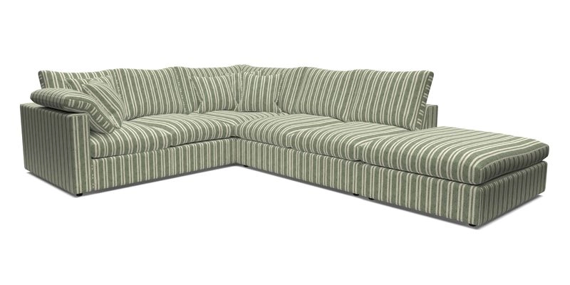 Big Softie Straight Arm Large Corner Group LHF in Romo Linara Coconut with Scatters in William Yoeward Nizhoni Indigo & Malla Indigo