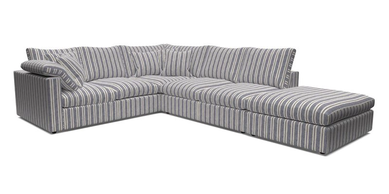 Big Softie Straight Arm Large Corner Group LHF in Romo Linara Coconut with Scatters in William Yoeward Nizhoni Indigo & Malla Indigo