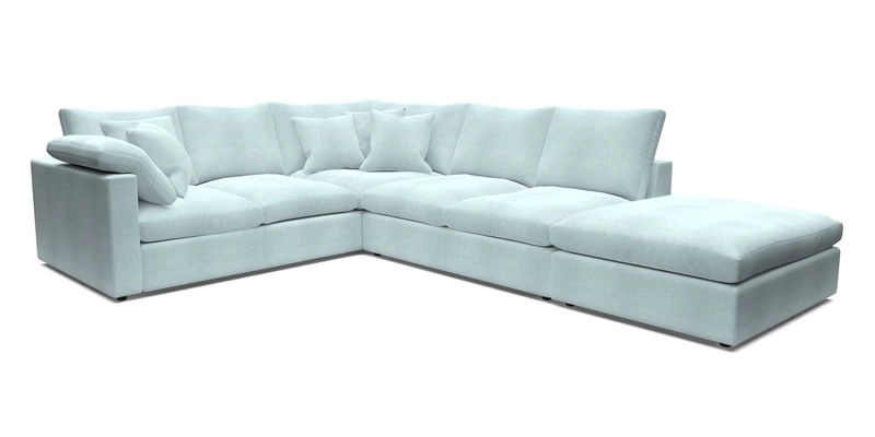 Big Softie Straight Arm Large Corner Group LHF in Romo Linara Coconut with Scatters in William Yoeward Nizhoni Indigo & Malla Indigo