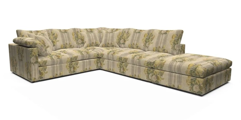 Big Softie Straight Arm Large Corner Group LHF in Romo Linara Coconut with Scatters in William Yoeward Nizhoni Indigo & Malla Indigo