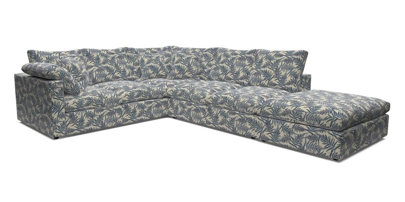 Big Softie Straight Arm Large Corner Group LHF in Romo Linara Coconut with Scatters in William Yoeward Nizhoni Indigo & Malla Indigo
