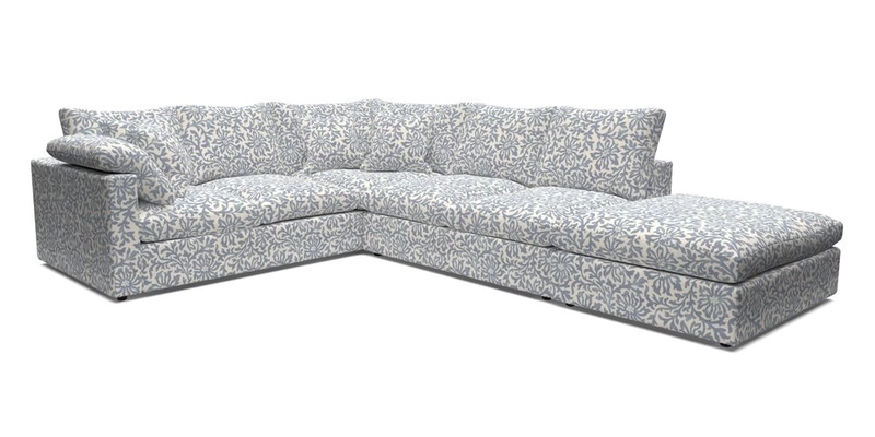 Big Softie Straight Arm Large Corner Group LHF in Romo Linara Coconut with Scatters in William Yoeward Nizhoni Indigo & Malla Indigo