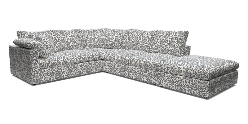 Big Softie Straight Arm Large Corner Group LHF in Romo Linara Coconut with Scatters in William Yoeward Nizhoni Indigo & Malla Indigo