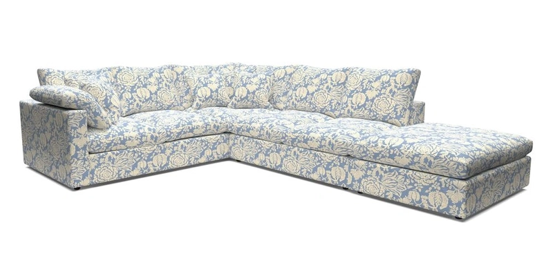 Big Softie Straight Arm Large Corner Group LHF in Romo Linara Coconut with Scatters in William Yoeward Nizhoni Indigo & Malla Indigo