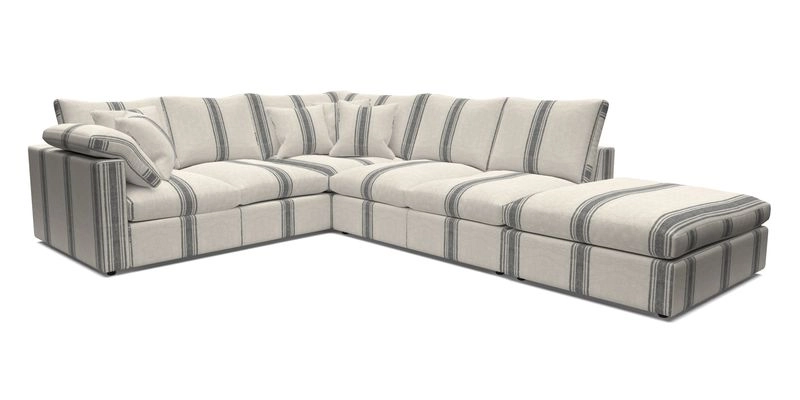 Big Softie Straight Arm Large Corner Group LHF in Romo Linara Coconut with Scatters in William Yoeward Nizhoni Indigo & Malla Indigo