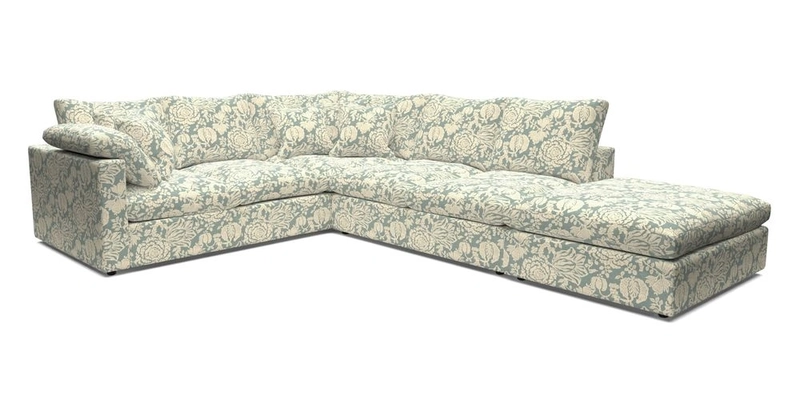 Big Softie Straight Arm Large Corner Group LHF in Romo Linara Coconut with Scatters in William Yoeward Nizhoni Indigo & Malla Indigo