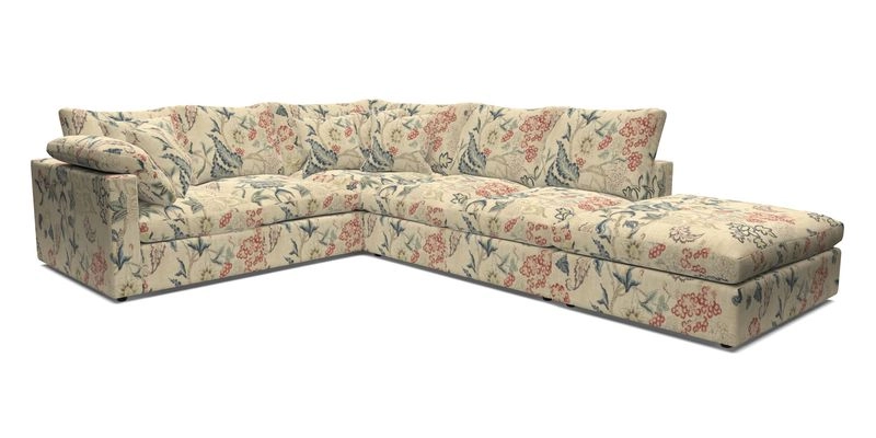 Big Softie Straight Arm Large Corner Group LHF in Romo Linara Coconut with Scatters in William Yoeward Nizhoni Indigo & Malla Indigo