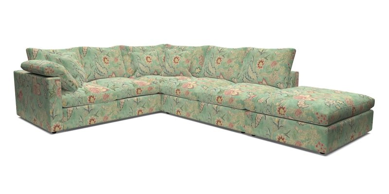 Big Softie Straight Arm Large Corner Group LHF in Romo Linara Coconut with Scatters in William Yoeward Nizhoni Indigo & Malla Indigo