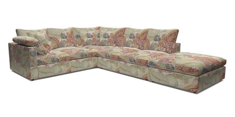 Big Softie Straight Arm Large Corner Group LHF in Romo Linara Coconut with Scatters in William Yoeward Nizhoni Indigo & Malla Indigo