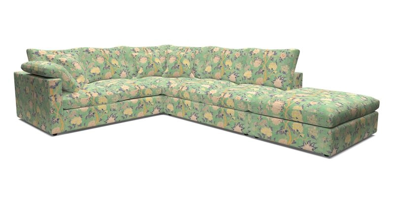 Big Softie Straight Arm Large Corner Group LHF in Romo Linara Coconut with Scatters in William Yoeward Nizhoni Indigo & Malla Indigo