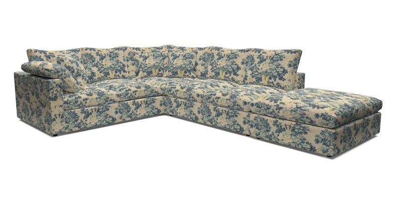 Big Softie Straight Arm Large Corner Group LHF in Romo Linara Coconut with Scatters in William Yoeward Nizhoni Indigo & Malla Indigo