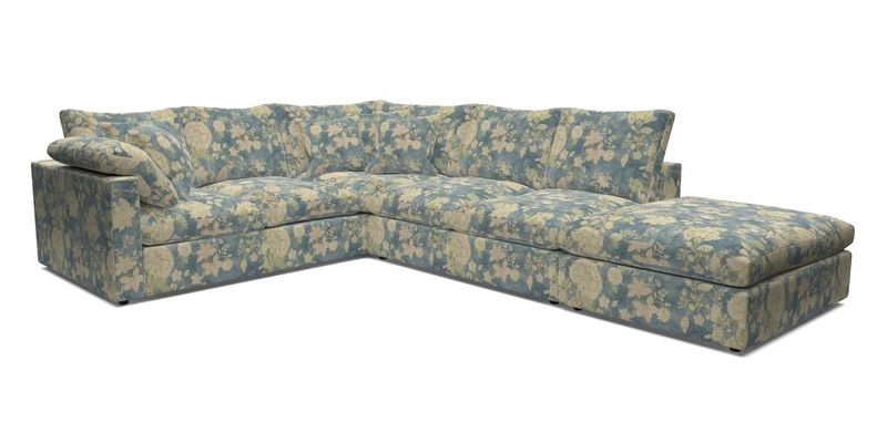 Big Softie Straight Arm Large Corner Group LHF in Romo Linara Coconut with Scatters in William Yoeward Nizhoni Indigo & Malla Indigo