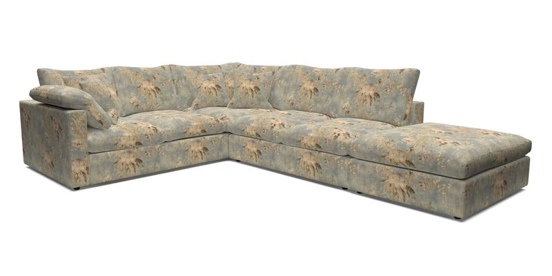 Big Softie Straight Arm Large Corner Group LHF in Romo Linara Coconut with Scatters in William Yoeward Nizhoni Indigo & Malla Indigo