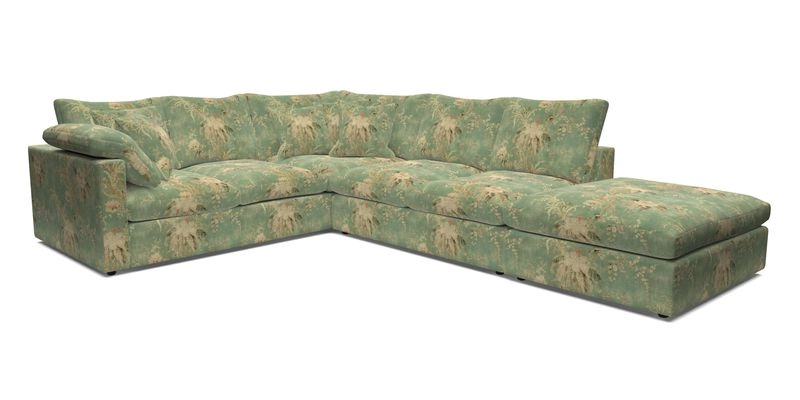 Big Softie Straight Arm Large Corner Group LHF in Romo Linara Coconut with Scatters in William Yoeward Nizhoni Indigo & Malla Indigo