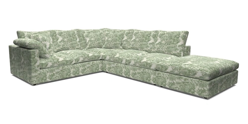 Big Softie Straight Arm Large Corner Group LHF in Romo Linara Coconut with Scatters in William Yoeward Nizhoni Indigo & Malla Indigo