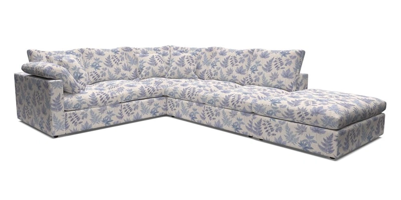 Big Softie Straight Arm Large Corner Group LHF in Romo Linara Coconut with Scatters in William Yoeward Nizhoni Indigo & Malla Indigo