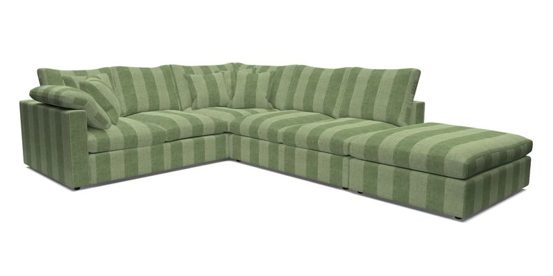 Big Softie Straight Arm Large Corner Group LHF in Romo Linara Coconut with Scatters in William Yoeward Nizhoni Indigo & Malla Indigo