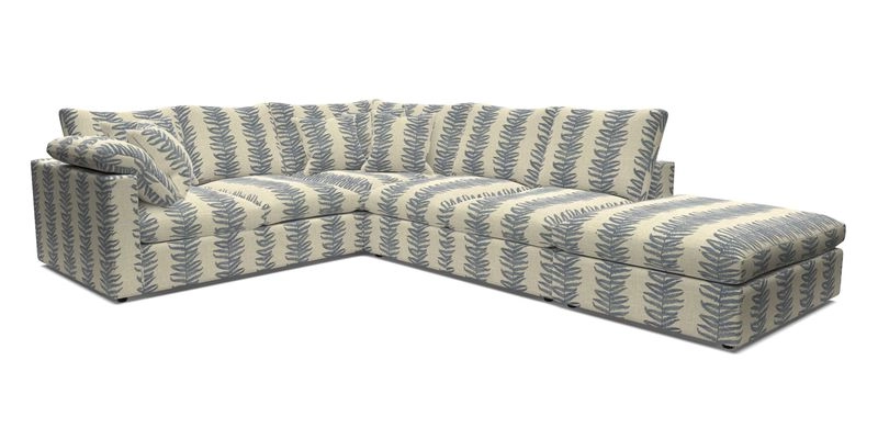 Big Softie Straight Arm Large Corner Group LHF in Romo Linara Coconut with Scatters in William Yoeward Nizhoni Indigo & Malla Indigo