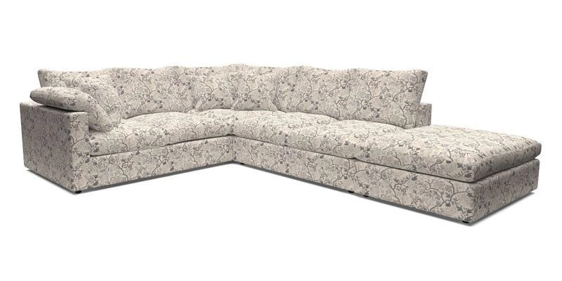 Big Softie Straight Arm Large Corner Group LHF in Romo Linara Coconut with Scatters in William Yoeward Nizhoni Indigo & Malla Indigo