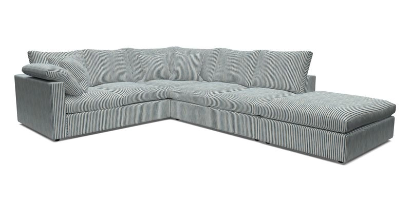 Big Softie Straight Arm Large Corner Group LHF in Romo Linara Coconut with Scatters in William Yoeward Nizhoni Indigo & Malla Indigo