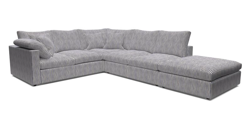 Big Softie Straight Arm Large Corner Group LHF in Romo Linara Coconut with Scatters in William Yoeward Nizhoni Indigo & Malla Indigo