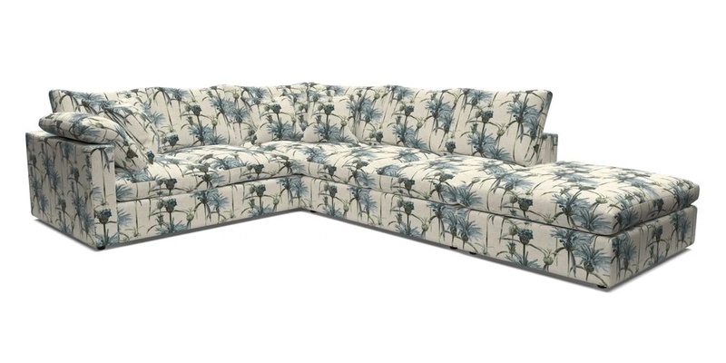 Big Softie Straight Arm Large Corner Group LHF in Romo Linara Coconut with Scatters in William Yoeward Nizhoni Indigo & Malla Indigo