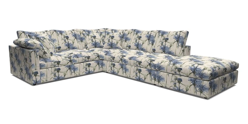 Big Softie Straight Arm Large Corner Group LHF in Romo Linara Coconut with Scatters in William Yoeward Nizhoni Indigo & Malla Indigo