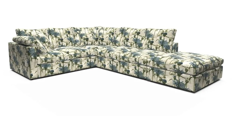 Big Softie Straight Arm Large Corner Group LHF in Romo Linara Coconut with Scatters in William Yoeward Nizhoni Indigo & Malla Indigo