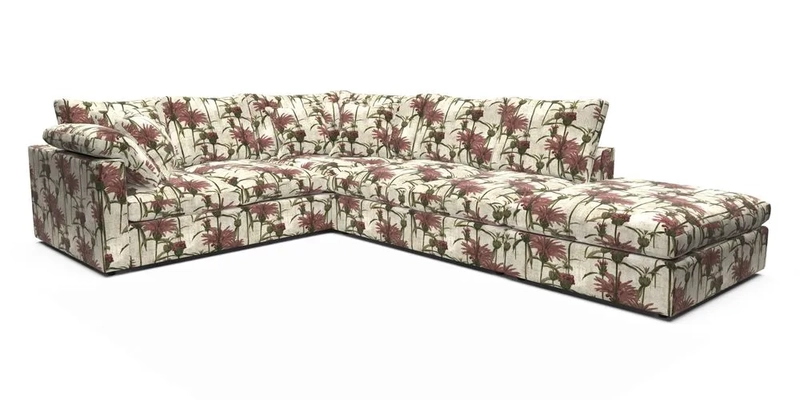 Big Softie Straight Arm Large Corner Group LHF in Romo Linara Coconut with Scatters in William Yoeward Nizhoni Indigo & Malla Indigo