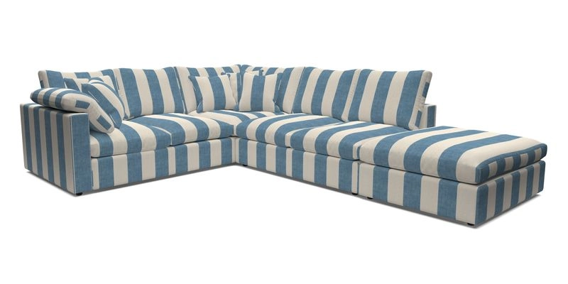 Big Softie Straight Arm Large Corner Group LHF in Romo Linara Coconut with Scatters in William Yoeward Nizhoni Indigo & Malla Indigo