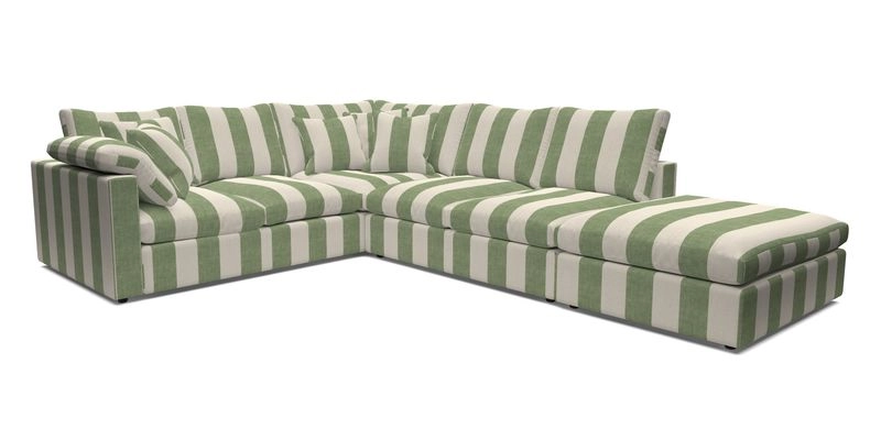 Big Softie Straight Arm Large Corner Group LHF in Romo Linara Coconut with Scatters in William Yoeward Nizhoni Indigo & Malla Indigo