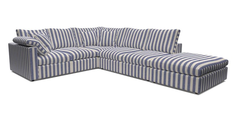 Big Softie Straight Arm Large Corner Group LHF in Romo Linara Coconut with Scatters in William Yoeward Nizhoni Indigo & Malla Indigo