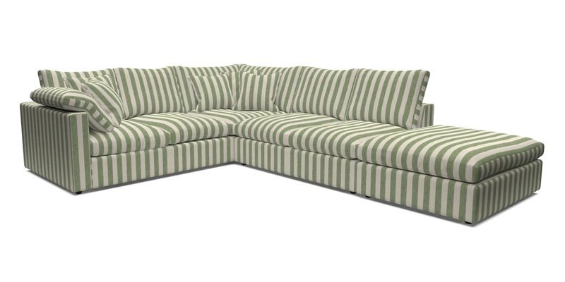 Big Softie Straight Arm Large Corner Group LHF in Romo Linara Coconut with Scatters in William Yoeward Nizhoni Indigo & Malla Indigo