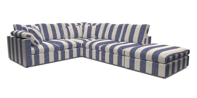 Big Softie Straight Arm Large Corner Group LHF in Romo Linara Coconut with Scatters in William Yoeward Nizhoni Indigo & Malla Indigo