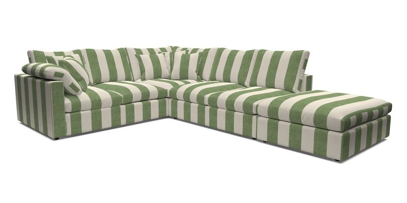 Big Softie Straight Arm Large Corner Group LHF in Romo Linara Coconut with Scatters in William Yoeward Nizhoni Indigo & Malla Indigo