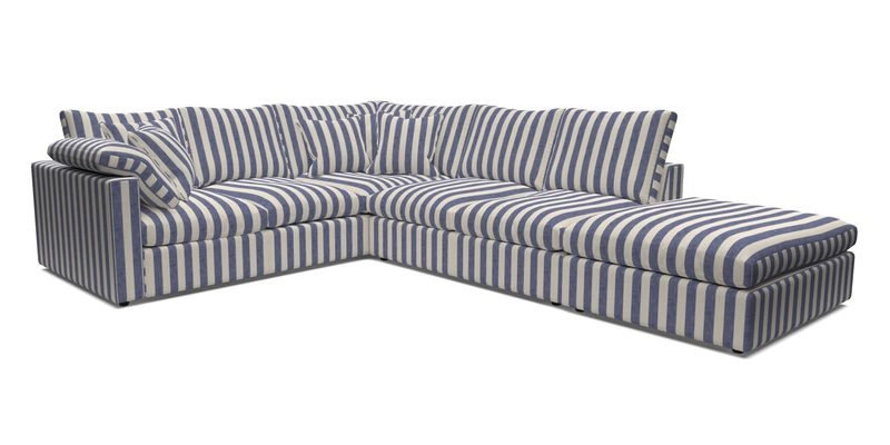 Big Softie Straight Arm Large Corner Group LHF in Romo Linara Coconut with Scatters in William Yoeward Nizhoni Indigo & Malla Indigo