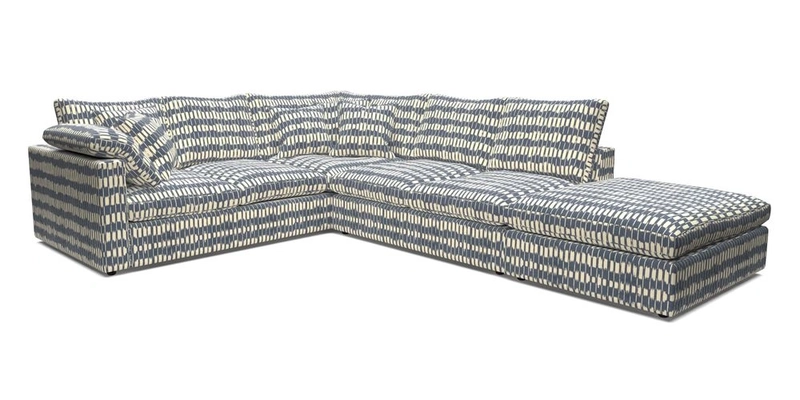 Big Softie Straight Arm Large Corner Group LHF in Romo Linara Coconut with Scatters in William Yoeward Nizhoni Indigo & Malla Indigo